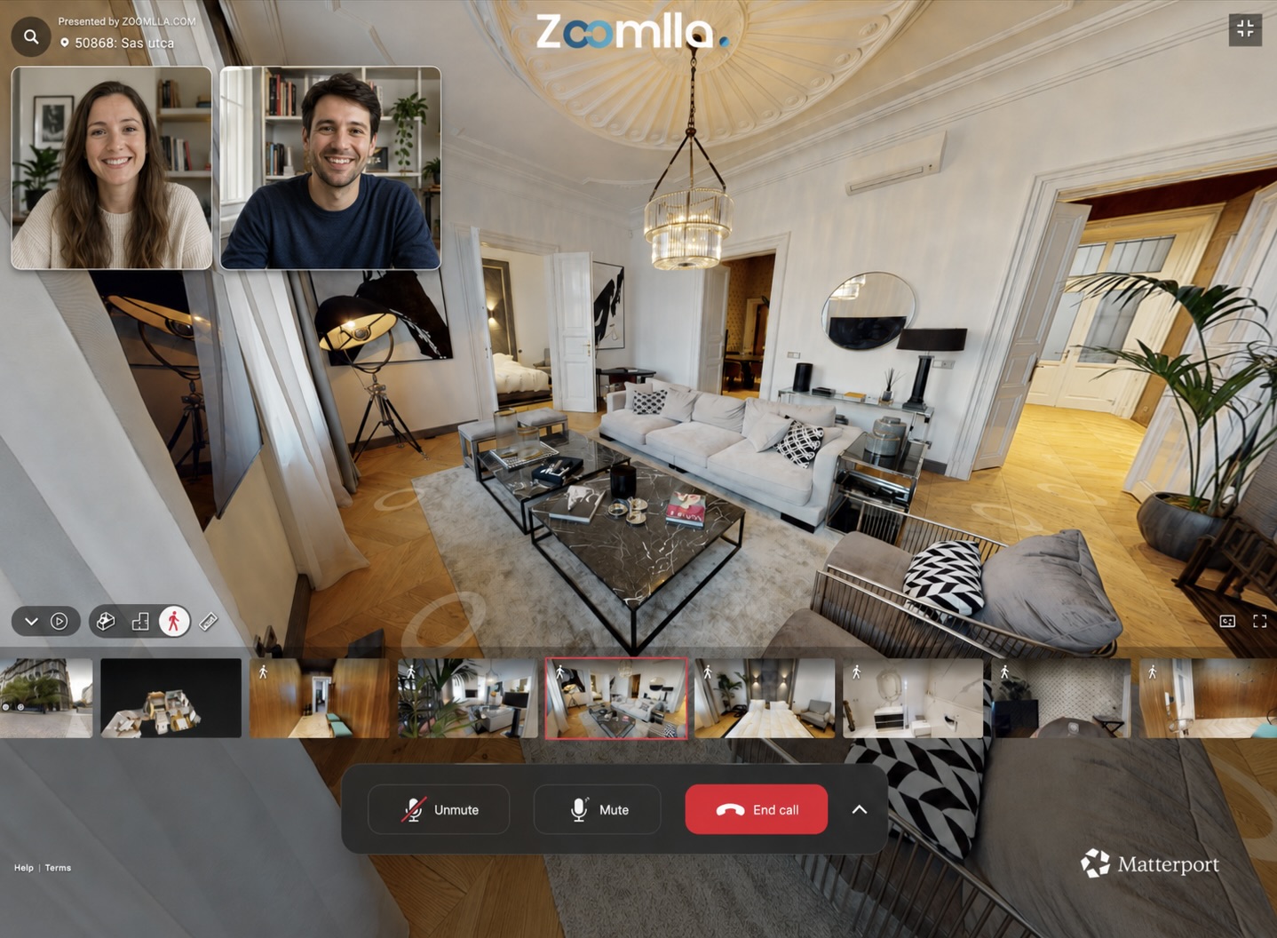 ZoomllaMeet — a live video call inside a shared 3D property tour